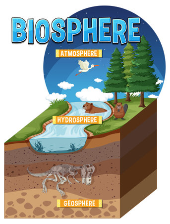 Biosphere Ecology Infographic for Learning illustrationのイラスト素材