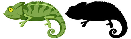 Silhouette of standing chameleon illustrationのイラスト素材