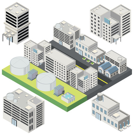 Factory building in isometric style illustrationのイラスト素材