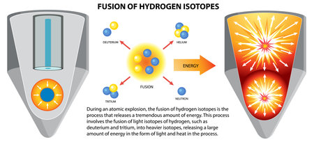 Nuclear Fusion of Hydrogen Bomb illustrationのイラスト素材