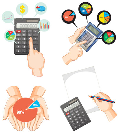 Set of mix math calculation illustrationのイラスト素材
