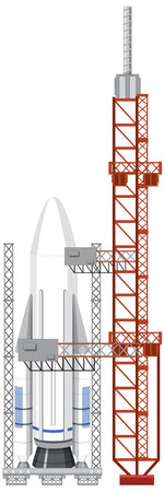 Rocket Launch Scaffolding Vector illustrationのイラスト素材