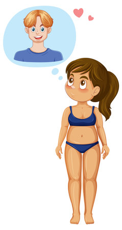 Teenage girl cartoon character illustrationのイラスト素材