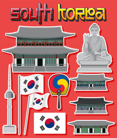 Korean element nation tradition symbol illustrationのイラスト素材