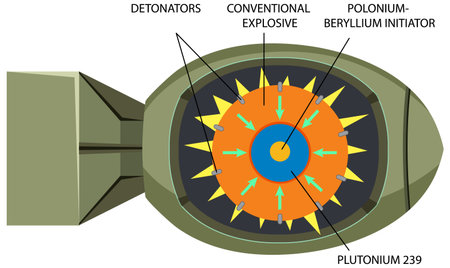 Components Inside of Plutonium 239 Nuclear Fission Bomb illustrationのイラスト素材
