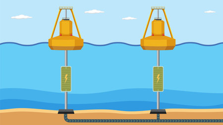 Wave energy converter buoy illustrationのイラスト素材