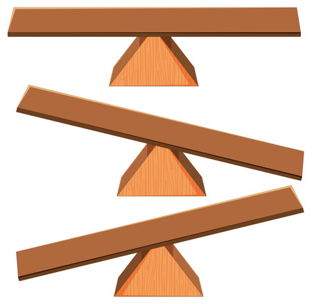 Wooden balance scale or seesaw set illustrationのイラスト素材