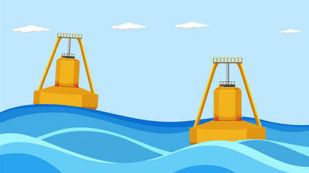 Wave energy converter buoy illustrationのイラスト素材