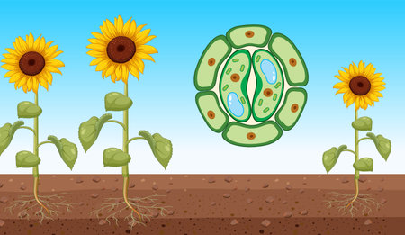 Sunflower with Open Stomata Vector illustrationのイラスト素材