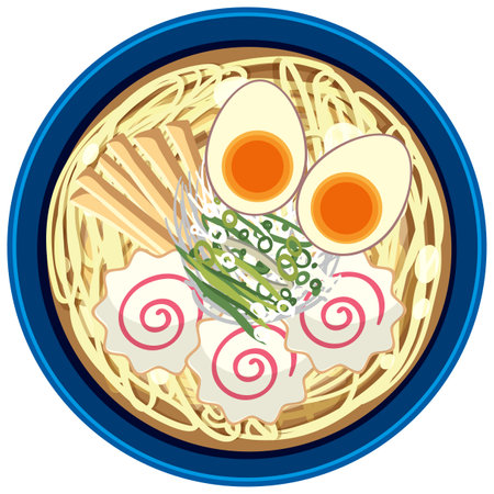Japanese Ramen Noodles Bowl illustrationのイラスト素材