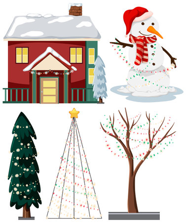 Christmas Decoration Elements Vector Set illustrationのイラスト素材