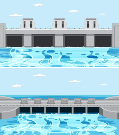 Tidal Electricity Concept for Science Education illustrationのイラスト素材