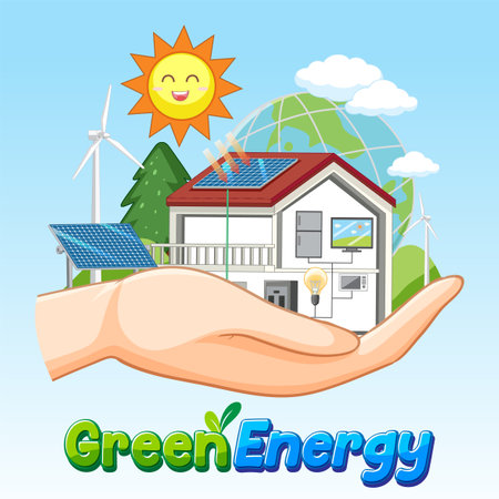 Green energy from natural resources vector concept illustrationのイラスト素材
