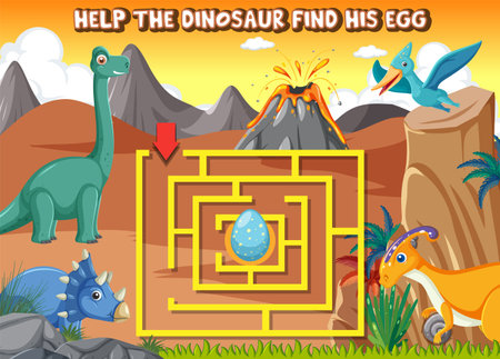 Maze Game In Dinosaur Theme illustrationのイラスト素材