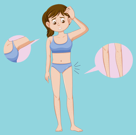 Teen Girl Experiencing Puberty Concept illustrationのイラスト素材