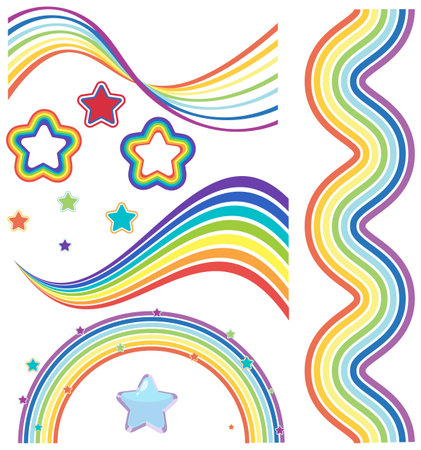 Set of rainbow sign and symbol illustrationのイラスト素材