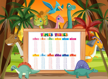Colorful Times Tables for Elementary Education illustrationのイラスト素材