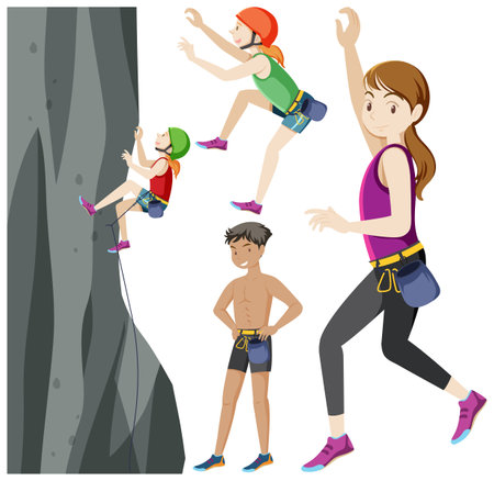 Mountain climber character extreme sport active lifestyle illustrationのイラスト素材
