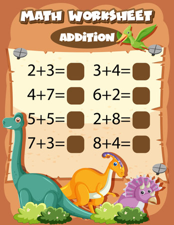 Math Worksheet Addition Template illustrationのイラスト素材