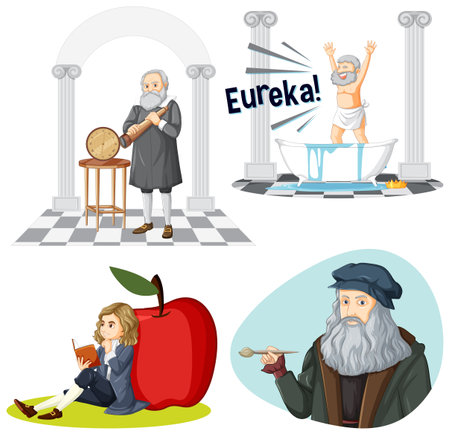 Set of Famous Person in Science illustrationのイラスト素材