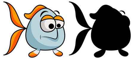 Silhouette of swimmimg fish illustrationのイラスト素材