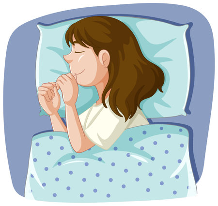A Girl Cozily Sleeping on a Pillow illustrationのイラスト素材