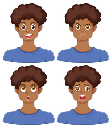 Set of African Puberty Boys illustrationのイラスト素材