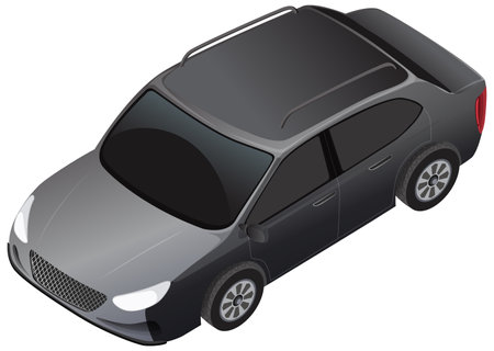Black sedan car isolated illustrationのイラスト素材
