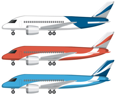 Set of Three Colorful Plane Vector illustrationのイラスト素材
