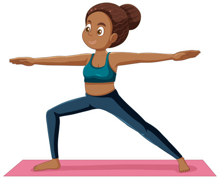 Puberty girl practicing yoga vector illustrationのイラスト素材