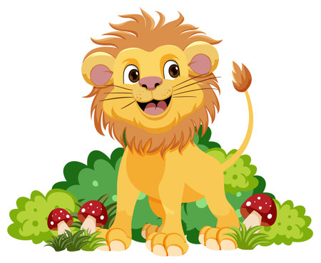Cute lion cartoon character illustrationのイラスト素材