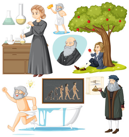 Set of Famous Person in Science illustrationのイラスト素材