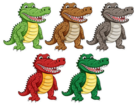 Crocodile In Funny Cartoon Style illustrationのイラスト素材