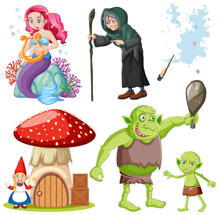 Fairy Cartoon Character Vector Set illustrationのイラスト素材