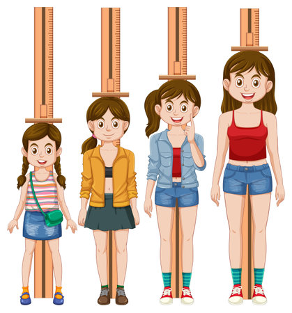 Puberty Girl Measuring Height illustrationのイラスト素材