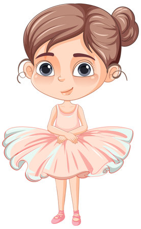 Cute girl cartoon character with pink ballet outfit illustrationのイラスト素材