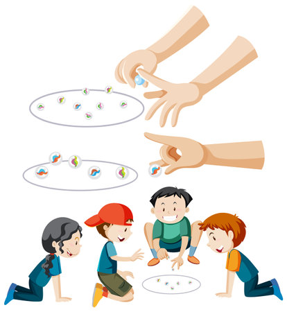 Playground kids character set illustrationのイラスト素材