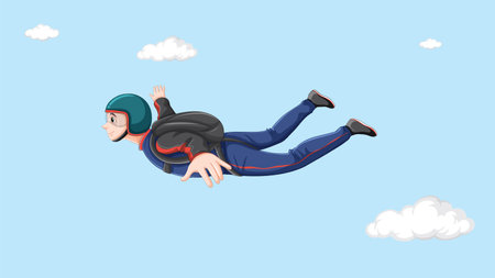 Skydiver flying in the sky illustrationのイラスト素材