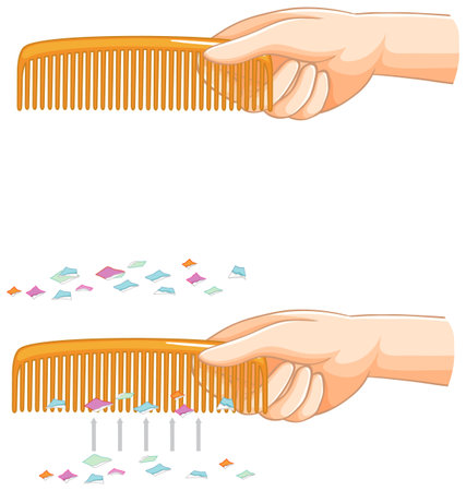 Static electricity with comb and paper illustrationのイラスト素材