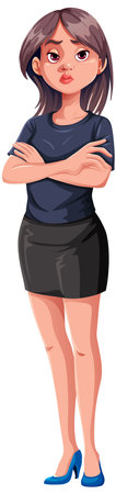 A Woman Standing and Crossed Arms illustrationのイラスト素材