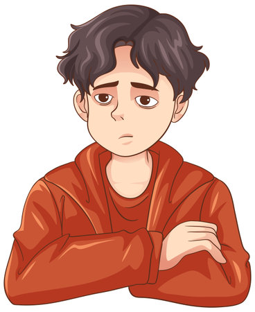 Sad teenage sitting on the floor illustrationのイラスト素材