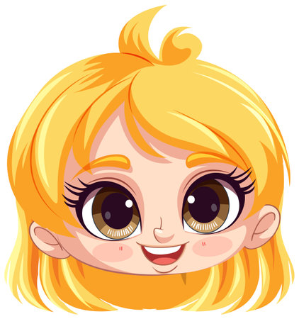 Adorable Girl with Big Eyes and Blonde Hair illustrationのイラスト素材