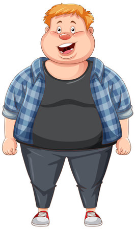 Overweight Man Cartoon Character illustrationのイラスト素材