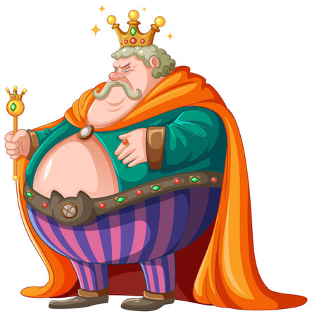 Grumpy fairy tale king isolated cartoon character illustrationのイラスト素材