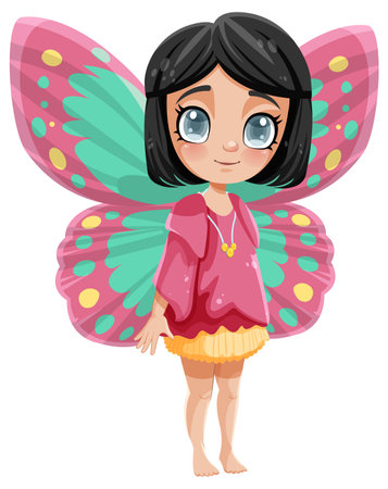 Little Fairy with Butterfly Wings illustrationのイラスト素材