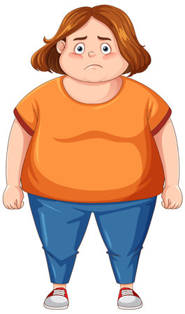 Overweight woman cartoon character illustrationのイラスト素材