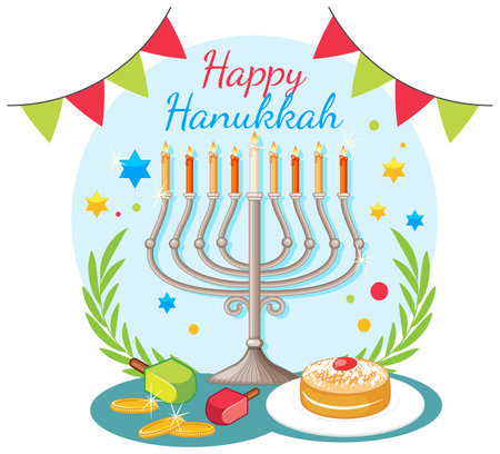 Happy Hanukkah Banner Design illustrationのイラスト素材