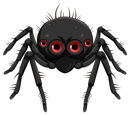 Black spider cartoon isolated illustrationのイラスト素材