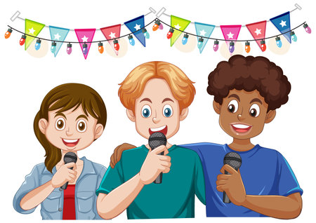 Multi Ethnic Teenage Friendship Group illustrationのイラスト素材