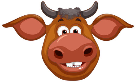 Cute cow face cartoon illustrationのイラスト素材
